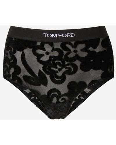Tom Ford Floral Tulle Briefs - Black