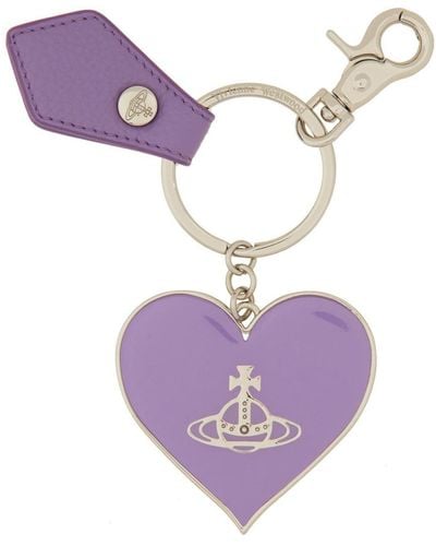 Vivienne Westwood "Mirror Heart Orb" Keychain - Purple