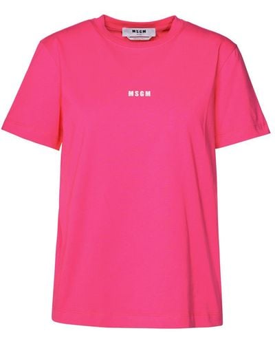 MSGM Fuchsia Cotton T-Shirt - Pink
