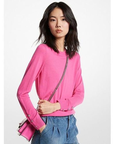 Michael Kors Merino Wool Blend Sweater - Pink