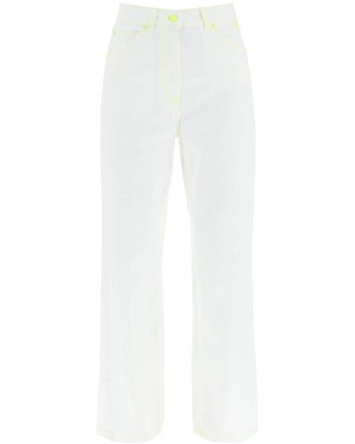 MSGM Boy Jeans With Neon Stitching - White