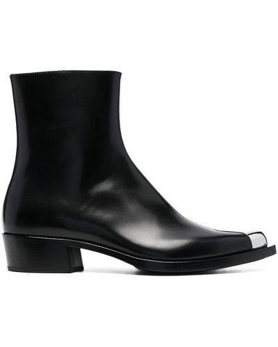 Alexander McQueen Metal Toecap Ankle Boots Black