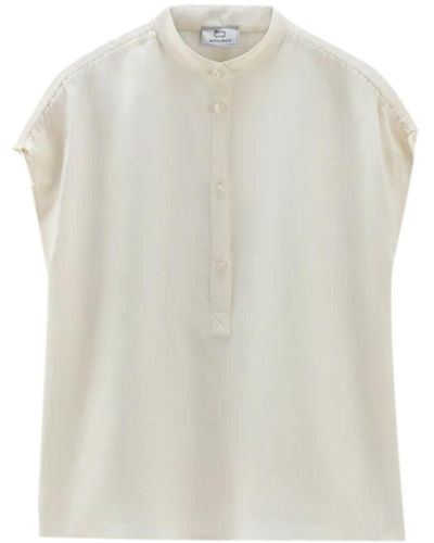 Woolrich Sleeveless Linen Shirt - White