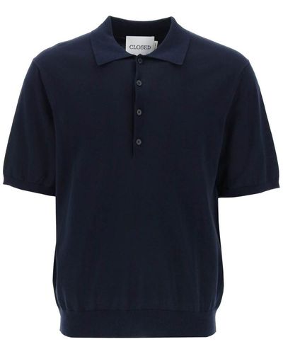 Closed Soft Fine Knit Polo Shirt - Blue