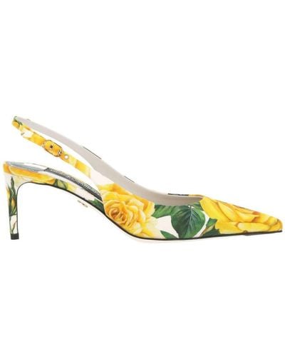 Dolce & Gabbana Slingbacks With Floral Print - Yellow