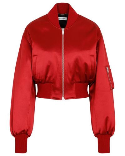 Saint Laurent Teddy Oversize Jacket Coat - Red