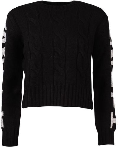 Saint Barth Lurex Print Woven Crewneck Sweater - Black