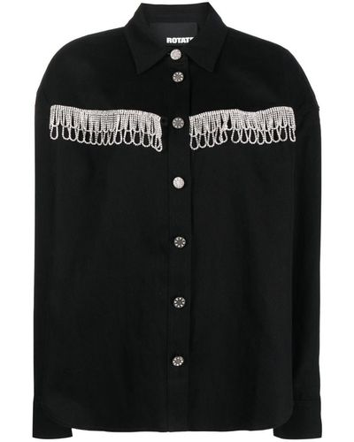 ROTATE BIRGER CHRISTENSEN Crystal-embellished Long-sleeve Shirt - Black