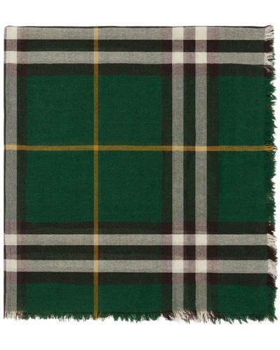 Burberry Wool Checked Scarf - Green