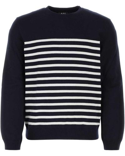 A.P.C. Embroidered Cashmere And Cotton Sweater - Blue