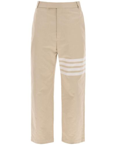 Thom Browne Trousers With 4-Bar - Natural