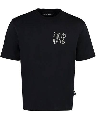 Palm Angels Logo-embroidered Cotton-jersey T-shirt - Black