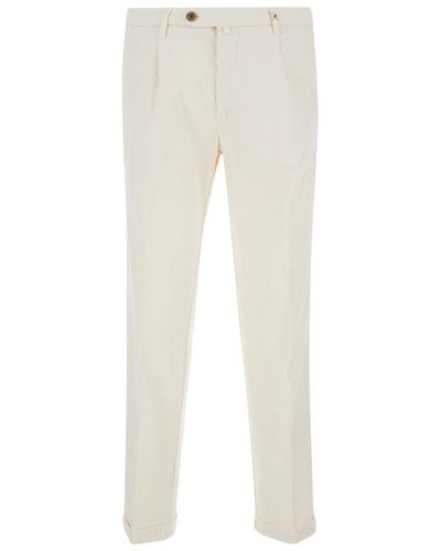 Myths White High Waist Pants In Stretch Fabric Man