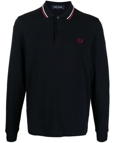 Fred Perry Logo-embroidered Cotton Polo Shirt - Blue