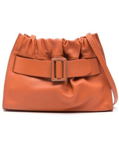 Boyy Square Scrunchy Soft Leather Crossbody Bag - Orange