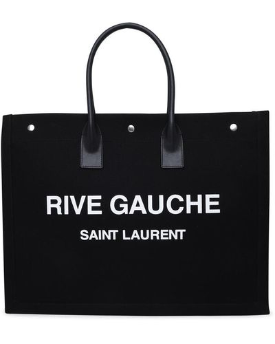 Saint Laurent Noe Rive Gauche Canvas & Leather Tote - Black
