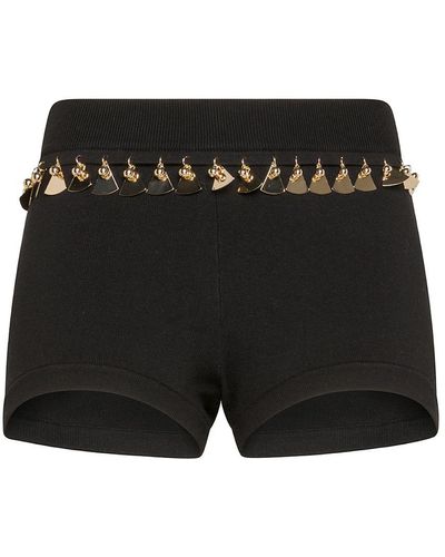 Rabanne Cotton And Silk Shorts With Metal Inserts - Black