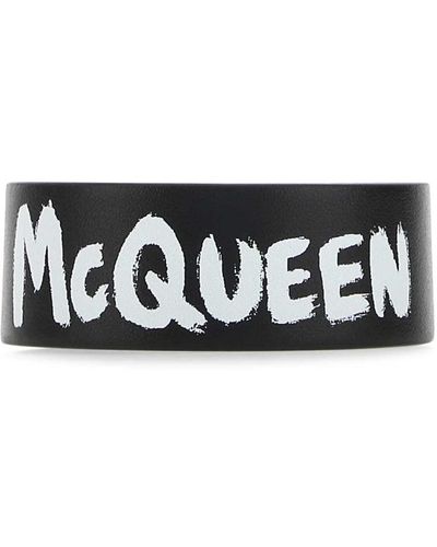 Alexander McQueen Leather Bracelet Alexa - Black