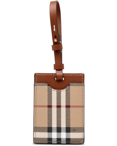 Burberry Check Leather Tag - White