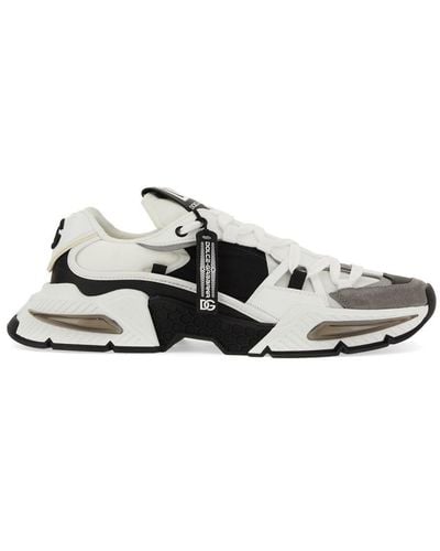 Dolce & Gabbana Airmaster Dg Nylon, Leather & Suede Low-top Trainers - White
