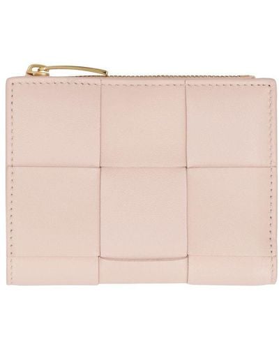 Bottega Veneta Cassette Intrecciato Bi-fold Wallet - Pink