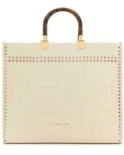 Fendi Ivory Leather Medium Sunshine Shopping Bag - Natural
