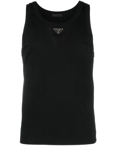 Prada Logo Plaque Tank Top - Black