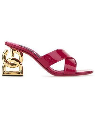 Dolce & Gabbana Leather Crossover Strap Mules - Red