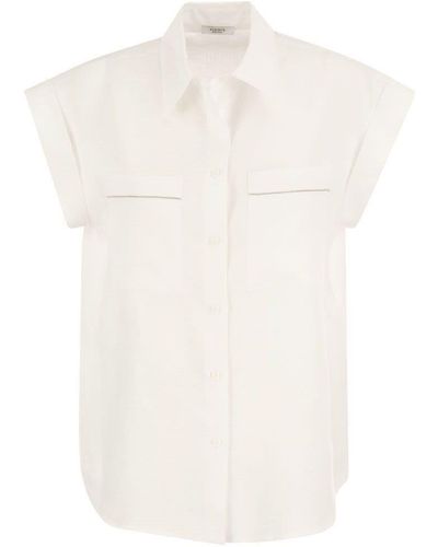 Peserico Linen Sleeveless Shirt - White
