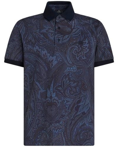 Etro Polo Shirt Paisley Print - Blue