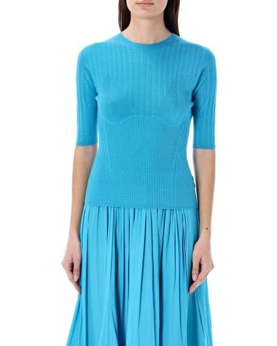 Lanvin Knit Short Sleeves Sweater - Blue