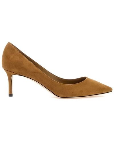 Jimmy Choo Suede Romy 60 Court Shoes - Brown