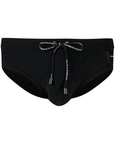Dolce & Gabbana Logo-print Drawstring Swim Trunks - Black