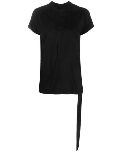 Rick Owens Cotton T-shirt With Tone-on-tone Stitching - Black