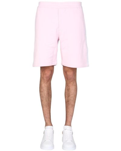Alexander McQueen Side-stripe Cotton Track Shorts - Pink