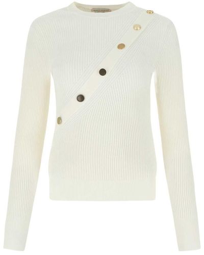 Alexander McQueen Ivory Stretch Viscose Sweater Alexa - White
