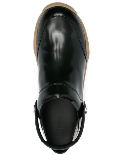 Fendi Leather Clogs Shoes - Brown
