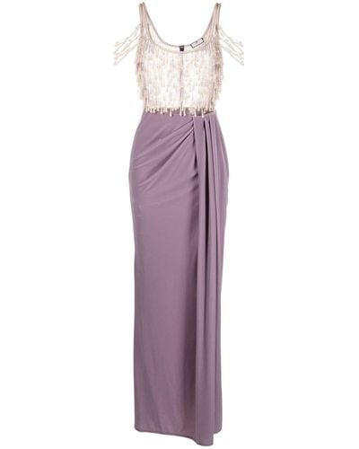 Elisabetta Franchi Red Carpet Pearl-detailed Gown - Purple