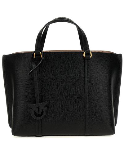 Pinko Carrie Leather Tote Bag - Black
