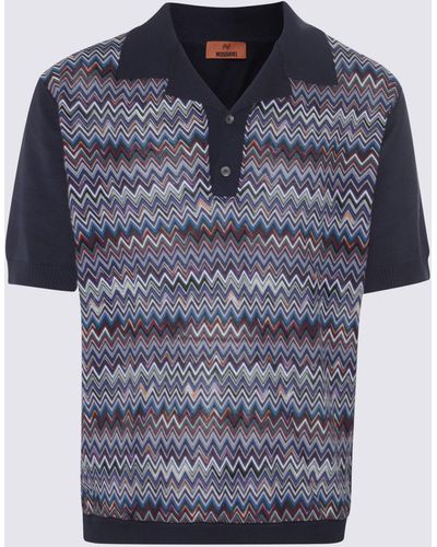Missoni Navy And Multicolor Cotton Polo Shirt - Blue