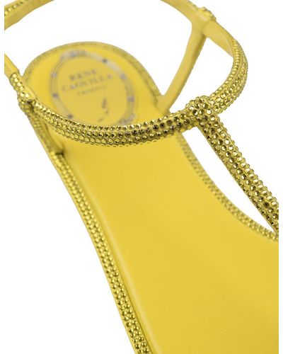 Rene Caovilla Diana Low Jewel Sandals - Yellow