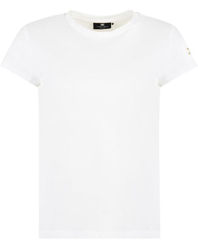 Elisabetta Franchi Cotton Crew-Neck T-Shirt - White