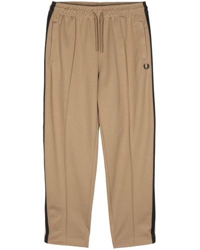 Fred Perry Tape Detail Cotton Blend Track Pants - Natural