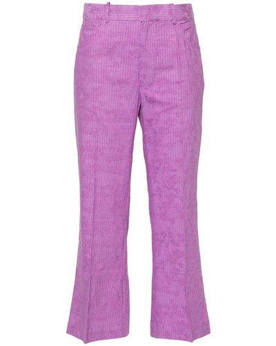 Rodebjer Miso Stripe Pants Slim Cropped - Purple