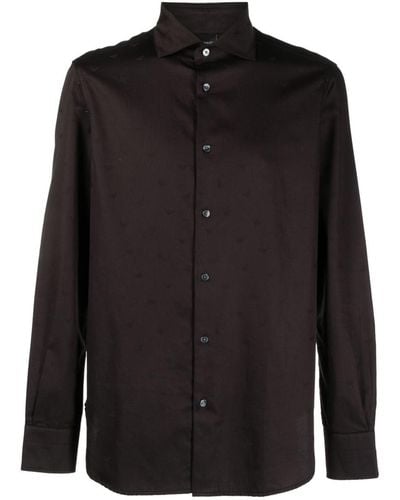 Emporio Armani Printed Cotton Blend Shirt - Black