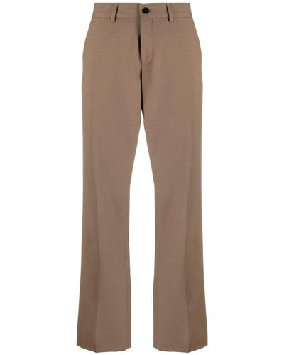 Closed Straight-leg Mid-rise Pants - Brown
