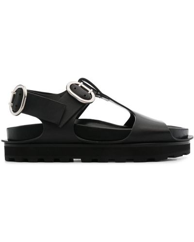 Jil Sander Leather Chunky Sandals With Buckle - Black