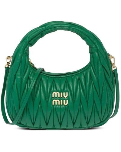 Miu Miu Miu Wander Matelassé Mini Shoulder Bag - Green