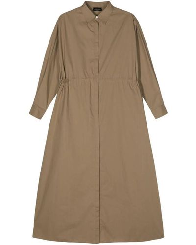 Roberto Collina Shirt Dress With Drawstring Clothing - Natural