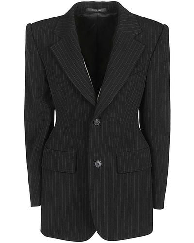 Balenciaga 'Hourglass' Pinstripe Single-Breasted Jacket - Black